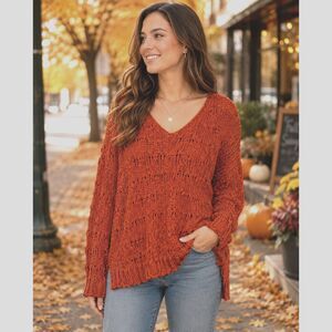 Chelsea & Theodore Cinnamon Stick Cable Knit Sweater Women S Loose Fit Boho #19